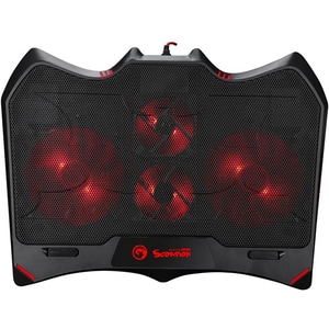 Cooler pad gaming MARVO FN35, 17 inch, iluminare cu LED-uri rosii, negru