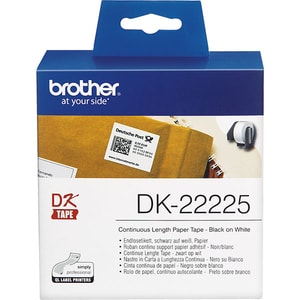 Banda etichete BROTHER DK-22225, 38 mm, 30,48 m, Negru pe Alb
