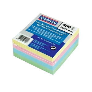 Notite adezive DONAU, 400 file, 76 x 76mm, diverse culori