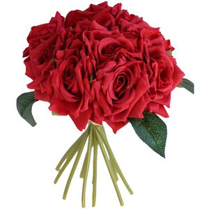 Buchet de flori artificiale, trandafiri, rosu, H 25 cm