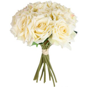 Buchet de flori artificiale, trandafiri, alb, H 25 cm