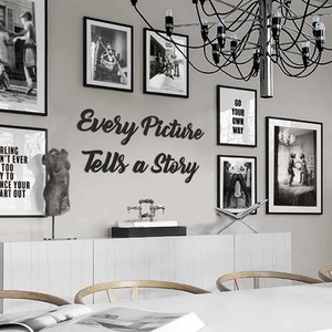 Decoratiune perete Every Picture Tells a Story, 35 x 15 cm, metal, negru
