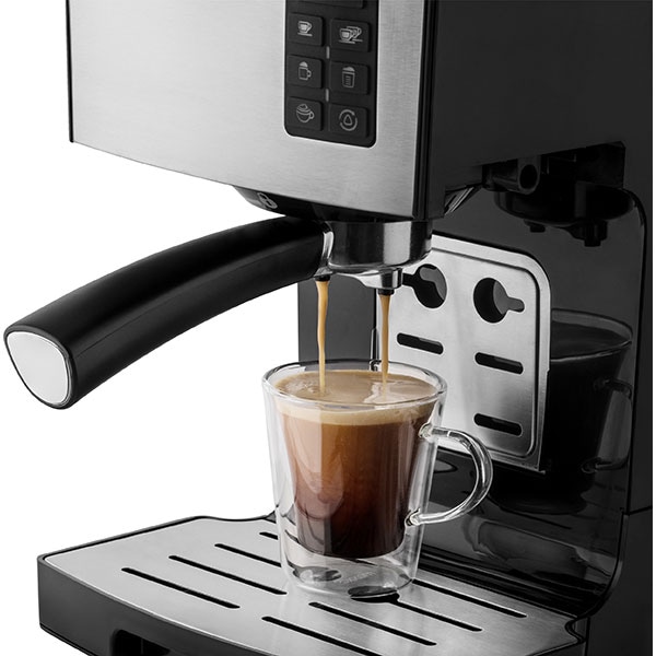 Espressor manual SENCOR SES4050, 1.4l, 1450W, 20 bar, sistem Cappuccino, negru-argintiu