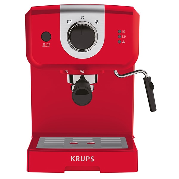 Espressor manual KRUPS Pump XP320530, 1.5l, 15 bar, sistem Cappuccino, rosu-argintiu