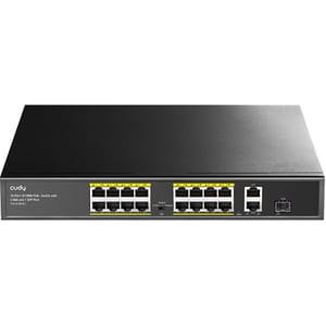 Switch CUDY FS1018PS1, 16 porturi Fast Ethernet, 2 porturi Gigabit, 1 SFP, negru