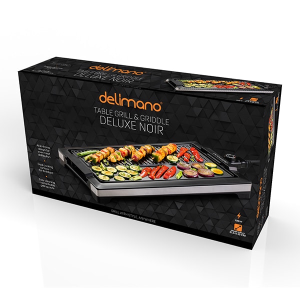 Gratar electric DELIMANO Deluxe Noir 110070129, 2200W, negru-argintiu