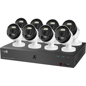 Kit supraveghere video HOMEGUARD HGDVK164408P, 8 camere Full HD 1080p, DVR, 16 canale, senzor PIR, alb-negru