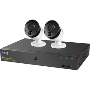 Kit supraveghere video HOMEGUARD HGNVK45302, 2 camere Full HD 1080p, NVR, 4 canale, senzor PIR, alb-negru