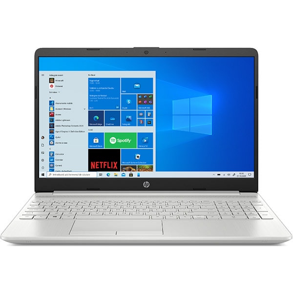 Laptop HP 15-dw3041nq, Intel Core i3-1115G4 pana la 4.1GHz, 15.6" Full HD, 8GB, SSD 256GB, Intel UHD Graphics, Windows 10 S, argintiu
