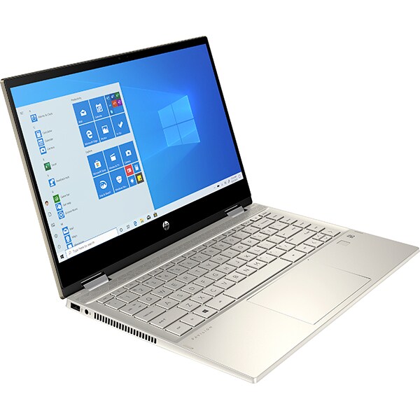 Laptop 2 in 1 HP Pavilion x360 14-dw1016na, Intel Core i7-1165G7 pana la 4.7Ghz, 14" Full HD Touch, 16GB, SSD 1TB, Intel Iris Xe, Windows 10 Home, auriu