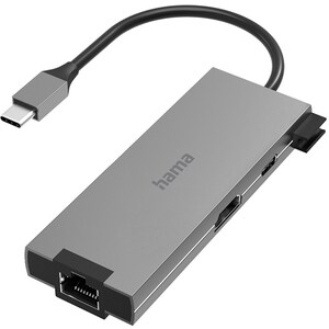 Hub USB HAMA 200109, USB 3.0, HDMI, Ethernet, argintiu