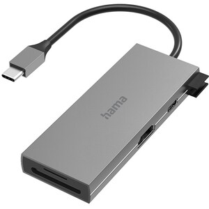 Hub USB HAMA 200110, USB 3.0, HDMI, SD, microSD, argintiu