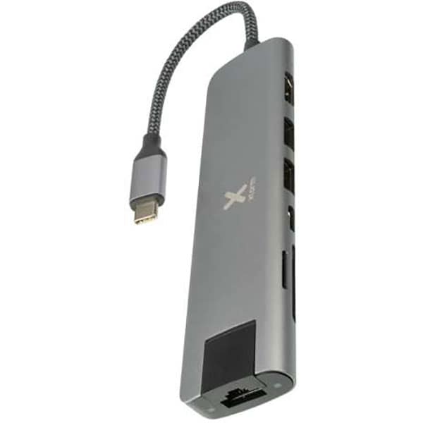 Hub USB XSTORM Worx 196482, USB 3.0, USB-C, HDMI, Ethernet, SD, microSD, argintiu