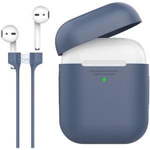 Husa pentru Apple AirPods + cablu magnetic PROMATE PodKit, albastru inchis
