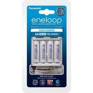Incarcator PANASONIC Eneloop USB BQ-CC61 + 4 acumulatori, AA, 1900mAh, alb