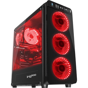 Carcasa PC GENESIS Irid 300 Red, USB 3.0, fara sursa, negru
