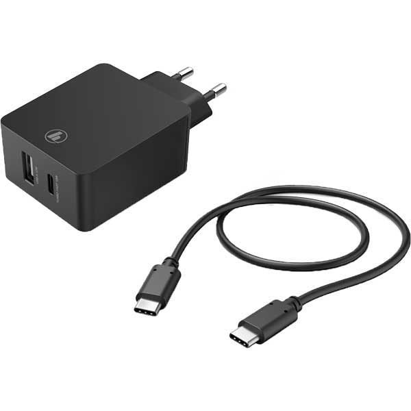 Incarcator retea HAMA 210521, 1xUSB, 1x USB-C, Power Delivery  (PD), Quick Charge 3.0, cablu USB-C, negru