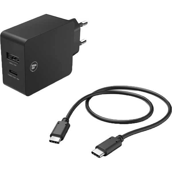 Incarcator retea HAMA 210521, 1xUSB, 1x USB-C, Power Delivery  (PD), Quick Charge 3.0, cablu USB-C, negru