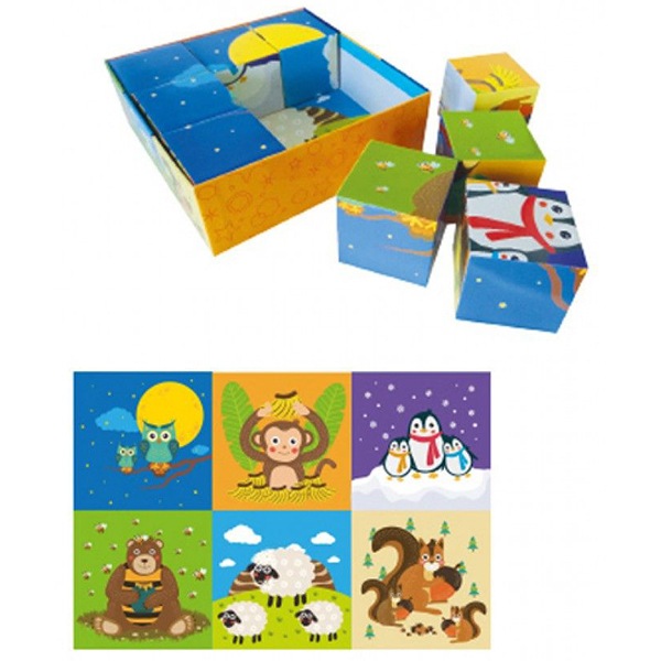 Puzzle cuburi BIDIBIMBI 36011J 2 ani 9 piese