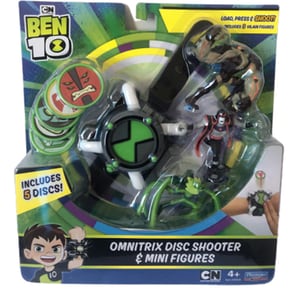 Set ceas BEN 10 Omnitrix cu lansator discuri + 3 figurine 76936, 4 ani+, negru-verde