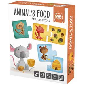 Puzzle EUREKA KIDS Montessori - Animale si hrana lor LG0421, 2 ani+, 28 piese