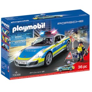 Set figurine PLAYMOBIL City Life - Porsche 911 Carrera 4S Polizei PM70066, 4 ani+, multicolor