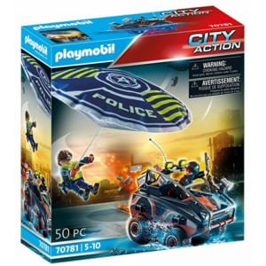 Set figurine PLAYMOBIL City Action - Parasuta politiei si hot cu ATV PM70781, 5 ani+, multicolor