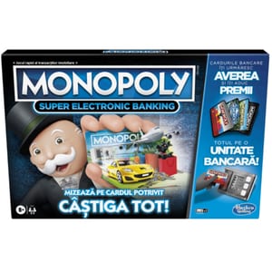 Joc de societate HASBRO Monopoly Super Electronic Banking E8978, 8 ani+, 2-4 jucatori