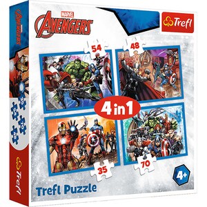 Puzzle 4in1 TREFL Avengers - Razbunatorii neinfricati 34310, 4 ani+, 207 piese