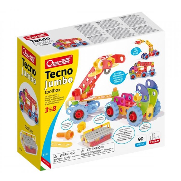 Joc Constructie Quercetti Tehno Jumbo Toolbox Q6150 3 8 Ani 84 Piese