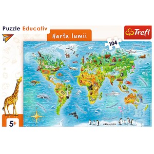 Puzzle TREFL Harta Lumii 15575, 5 ani+, 104 piese