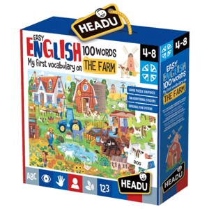 Puzzle HEADU Ferma - 100 de cuvinte in limba engleza HE20997, 4 ani+, 108 piese