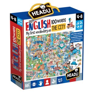 Puzzle HEADU Orasul - 100 de cuvinte in limba engleza HE21000, 4 ani+, 108 piese