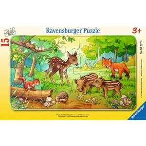 Puzzle RAVENSBURGER Puiuti de animale in padure RVSPC06376, 3 ani+, 15 piese