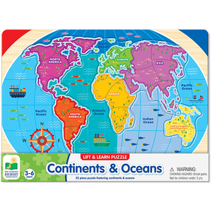 Puzzle THE LEARNING JOURNEY Sa invatam continentele si oceanele TLJ201565, 3 ani+, 22 piese
