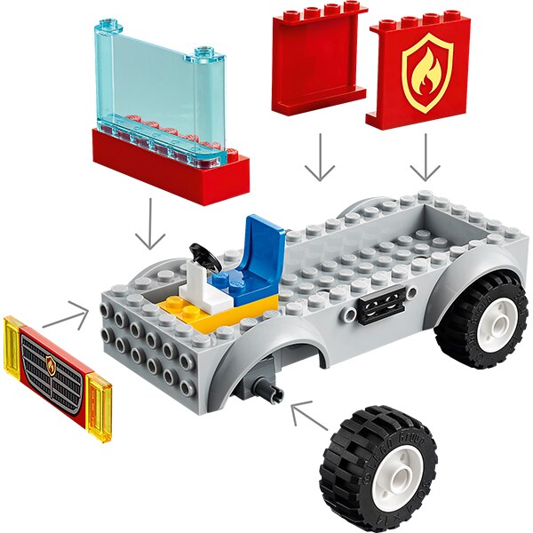 LEGO City: Camion de pompieri cu scara 60280, 4 ani+, 88 piese