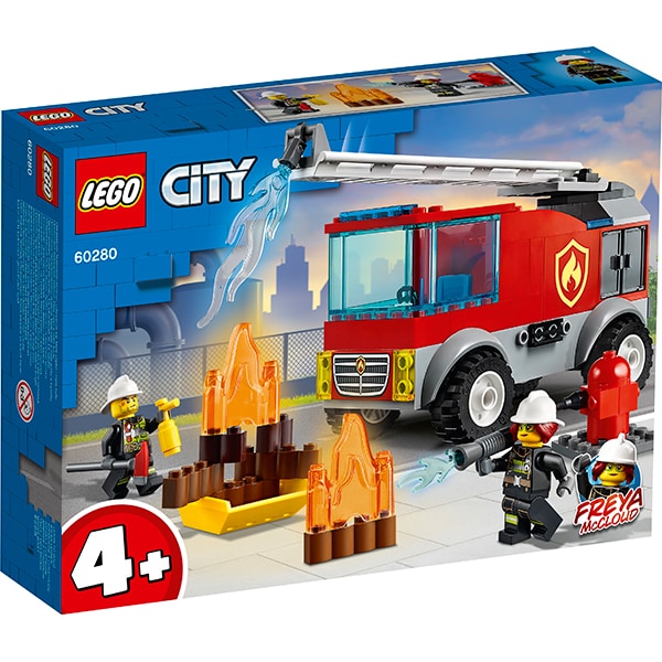 LEGO City: Camion de pompieri cu scara 60280, 4 ani+, 88 piese
