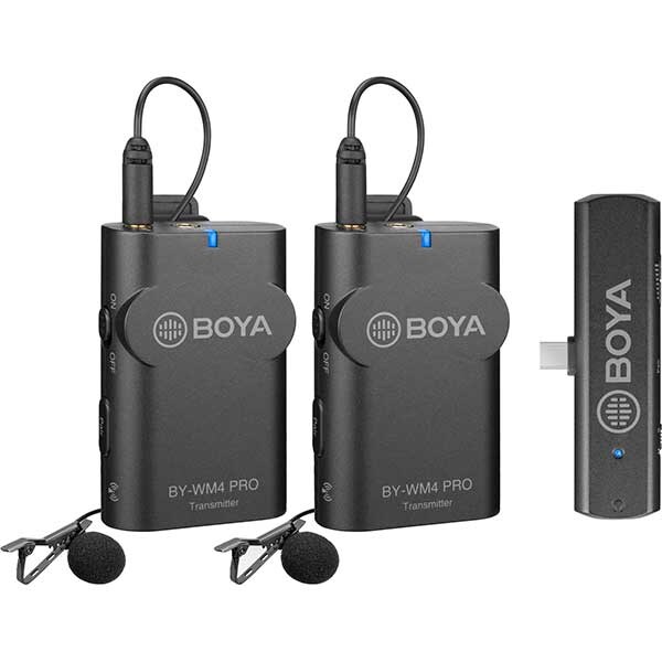 Kit lavaliere wireless BOYA BY-WM4 Pro k6, Conector USB C, Jack 3.5mm, gri