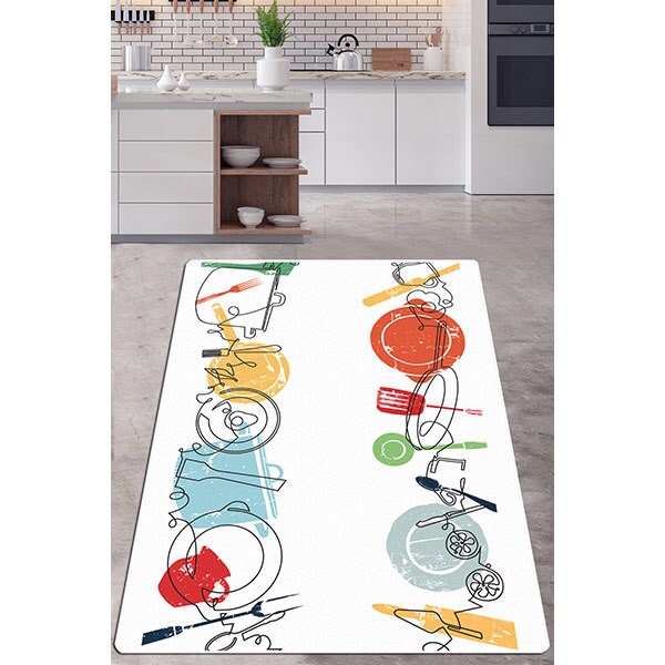 Covor bucatarie Dessin Cuisine Djt, 80 x 140 cm, multicolor