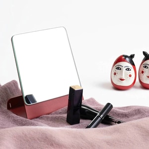 Oglinda cosmetica SPIN Halo, 15.24 x 15.24 cm, rosu caramiziu