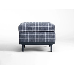 Taburet Troy Ottoman, Charcoal Grey / Check Fabric