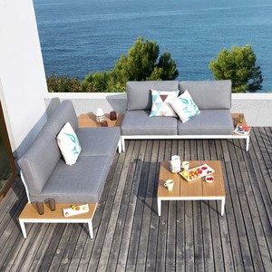 Set mobilier gradina MAISON MEX Ronan, 4 piese, alb-gri