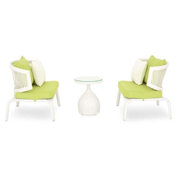 Set mobilier gradina MAISON MEX Cerres, 3 piese, alb-verde