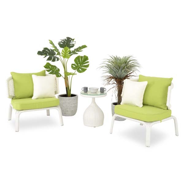 Set mobilier gradina MAISON MEX Cerres, 3 piese, alb-verde