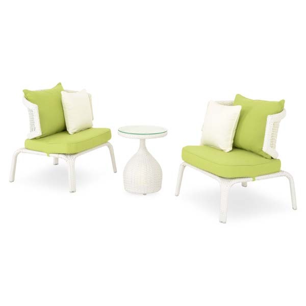 Set mobilier gradina MAISON MEX Cerres, 3 piese, alb-verde