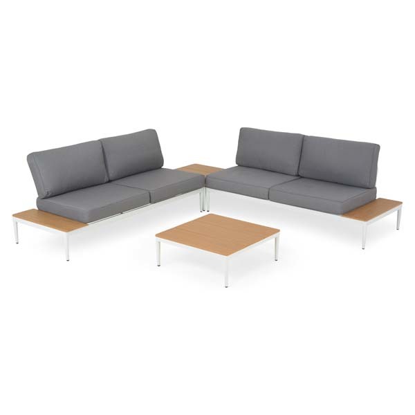 Set mobilier gradina MAISON MEX Ronan, 4 piese, alb-gri