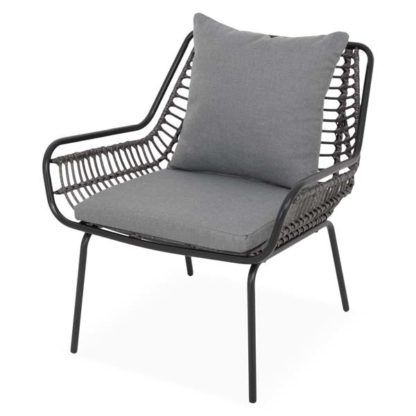 Set mobilier gradina MAISON MEX Ribe, 3 piese, negru-gri 