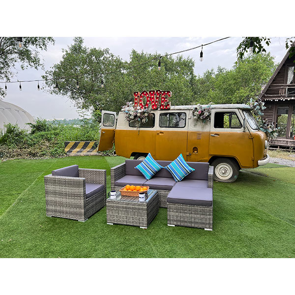 Set mobilier gradina MYRIA Wales Delo Homburg, 4 piese, gri inchis
