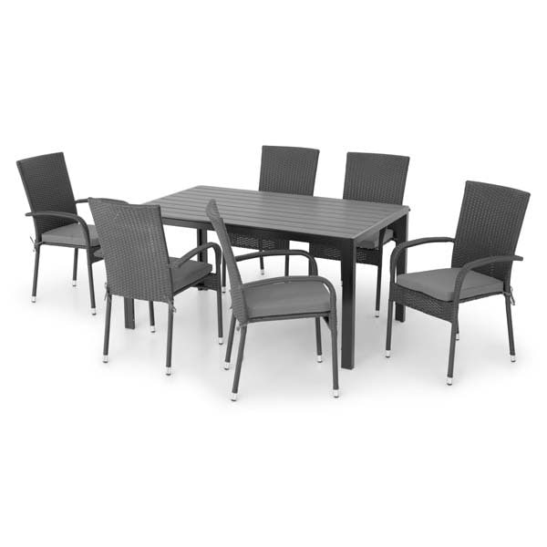 Set mobilier gradina MAISON MEX Presley Encore, 7 piese, negru