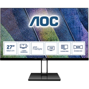 Monitor LED IPS AOC 27V2Q, 27" Full HD, 75Hz, FreeSync, Flicker Free, negru